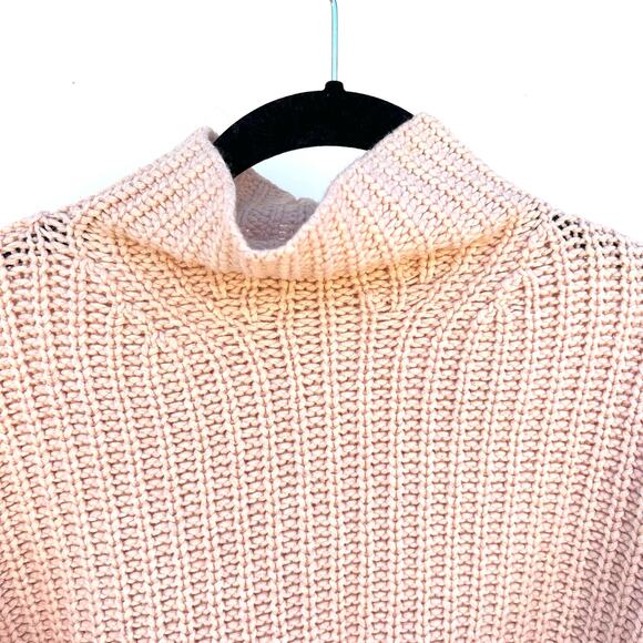 Vince Lofty Chunky Knit Turtleneck Sweater Cashmere Wool Sweater Small Pink - Picture 5 of 8
